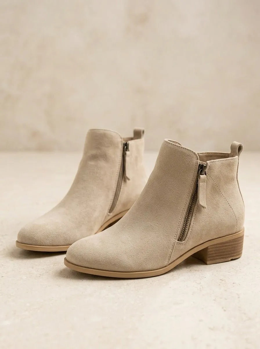 Ladies' Suede Ankle Boots with Block Heel