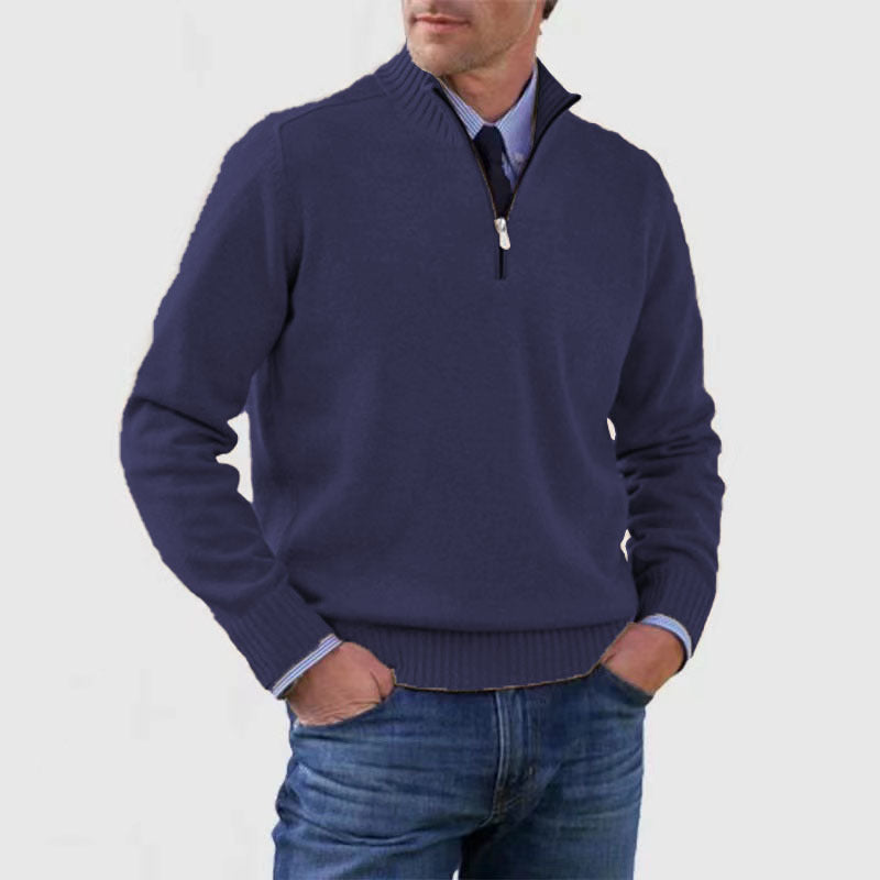 Casual Knitwear Zipper-Top Sweater