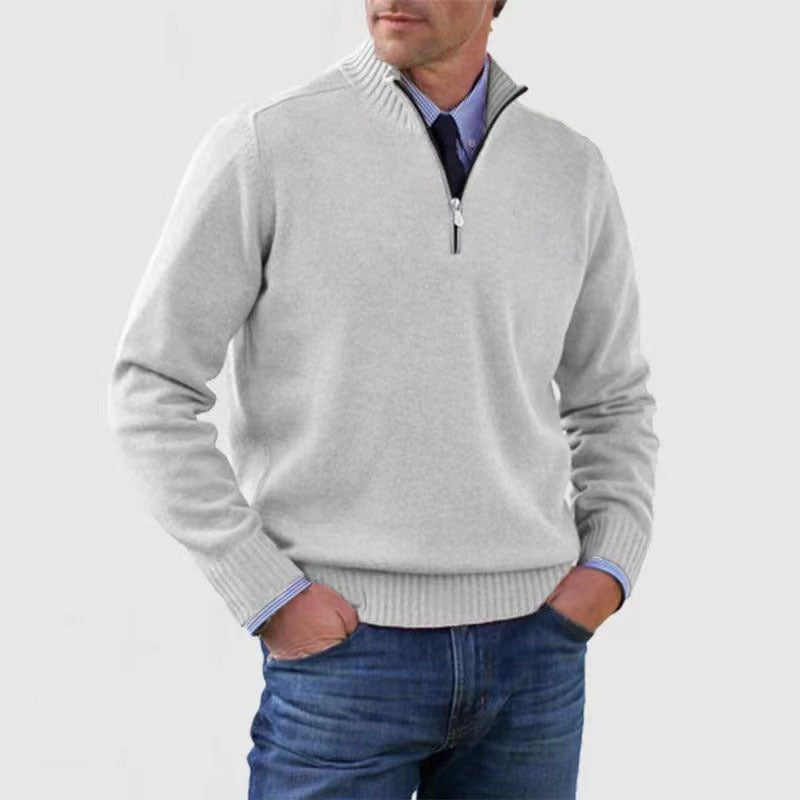 Casual Knitwear Zipper-Top Sweater