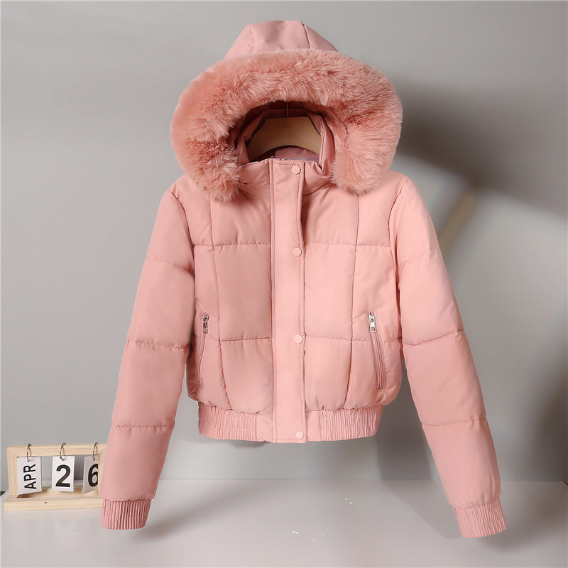 Padded Ladies' Jacket with Fur Collar