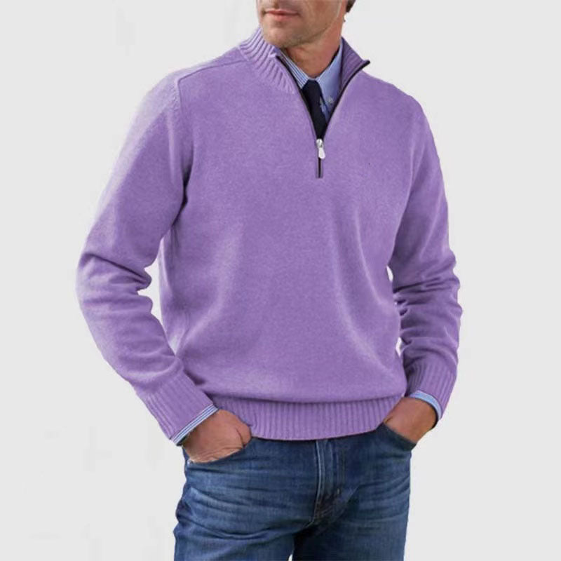 Casual Knitwear Zipper-Top Sweater