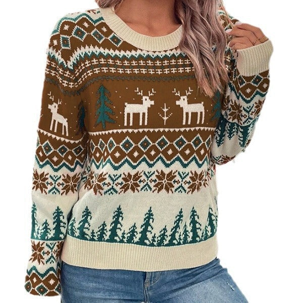 Warm and Festive Knitted Christmas Sweater with Reindeer Design