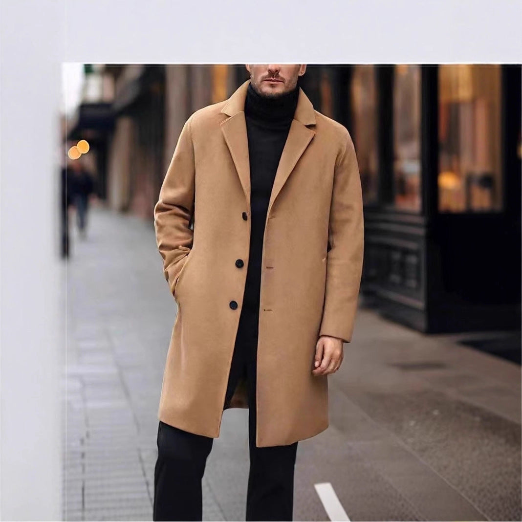 Men's Notched Collar Straight Cut Coat