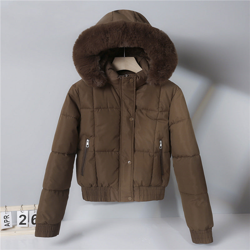 Quilted Ladies' Jacket with Fur Collar