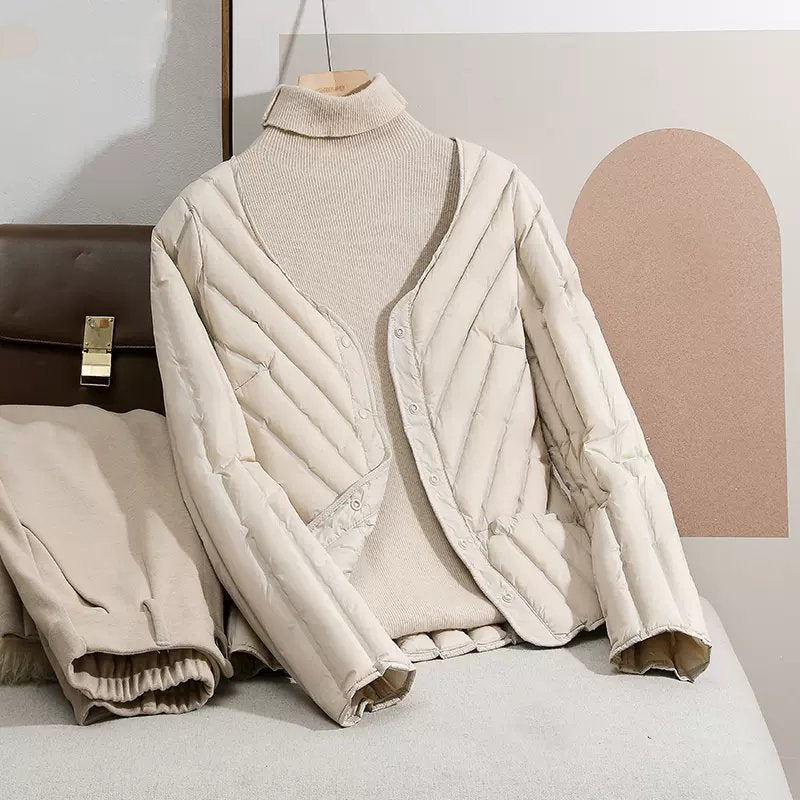 Nord Taschen Women's Lightweight Quilted V-Neck Cardigan Jacket with Snap Closure