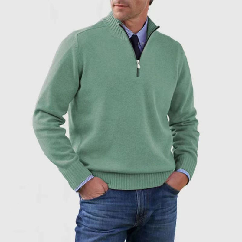 Casual Knitwear Zipper-Top Sweater