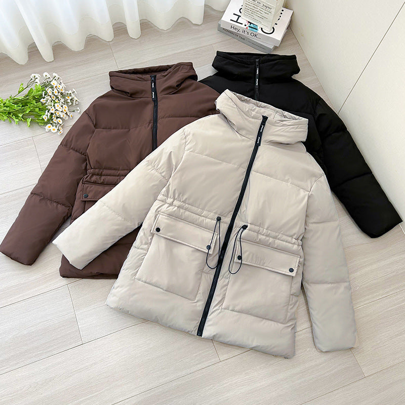 Women's Parka Jacket with Adjustable Waist and Hood