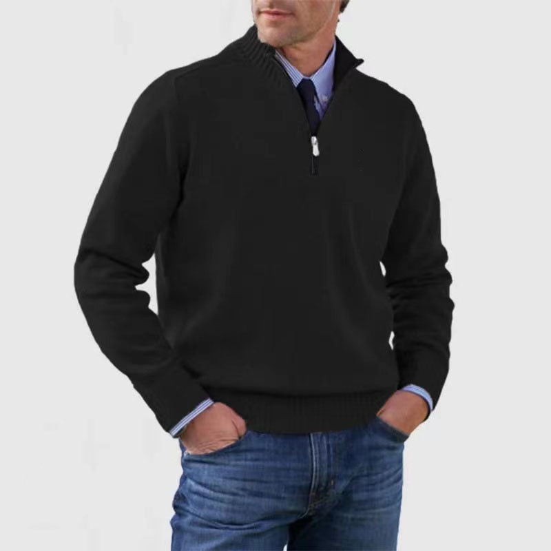 Casual Knitwear Zipper-Top Sweater