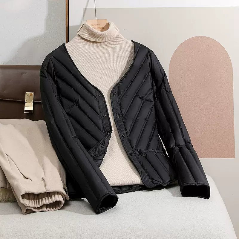Nord Taschen Women's Lightweight Quilted V-Neck Cardigan Jacket with Snap Closure