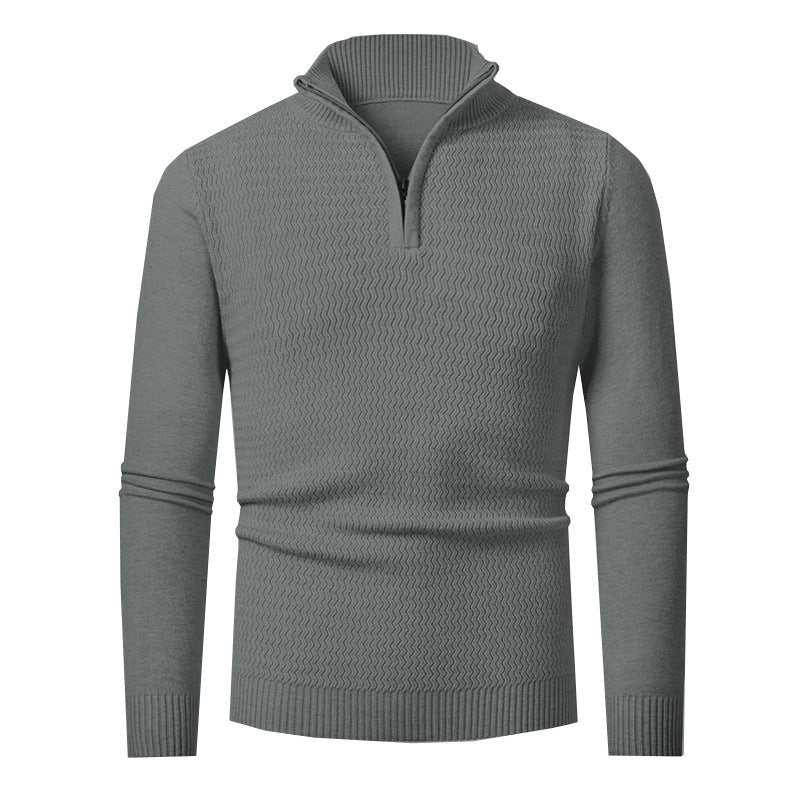 Men's Half-Zip Pullover with Wave Design