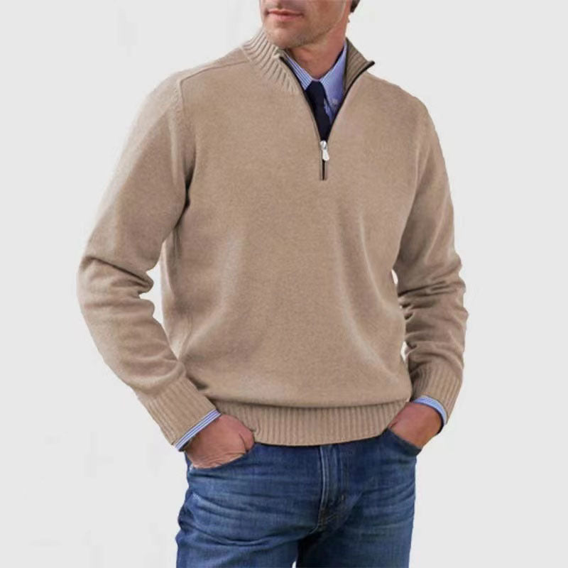 Casual Knitwear Zipper-Top Sweater