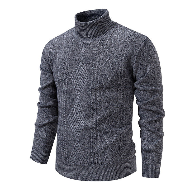 Men's Roll Neck Sweater | Textured Design with Ribbed Cuffs