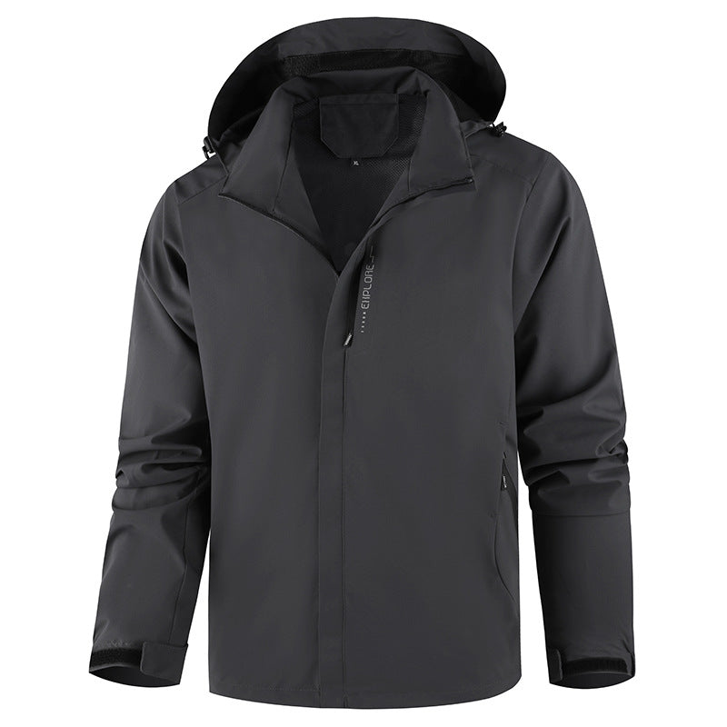 Men's Hooded Lightweight Transitional Jacket with Zipper