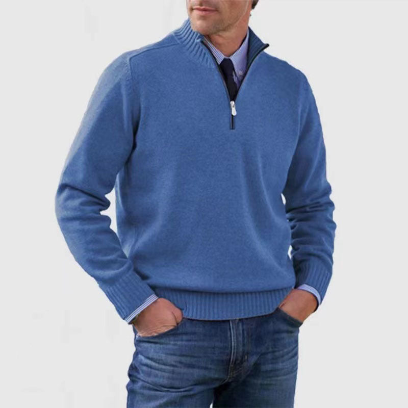 Casual Knitwear Zipper-Top Sweater