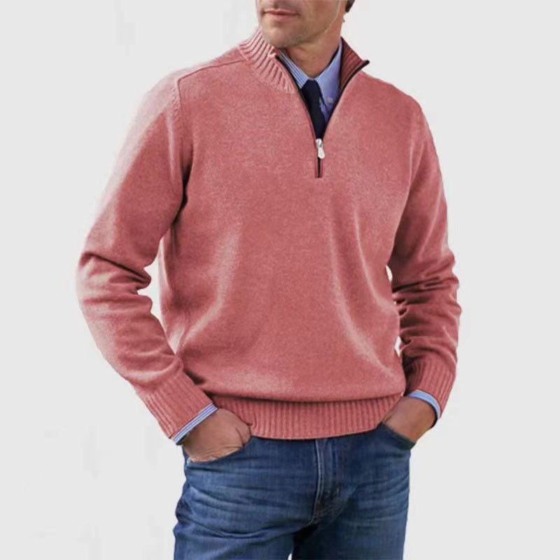 Casual Knitwear Zipper-Top Sweater