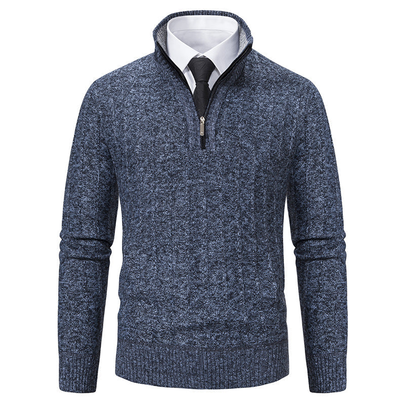 Men's Cable Knit Troyer with Stand-Up Collar