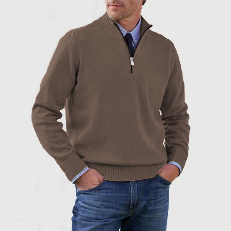 Casual Knitwear Zipper-Top Sweater