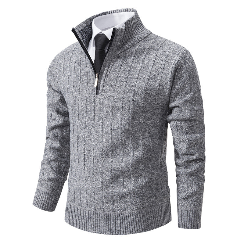 Men's Cable Knit Troyer with Stand-Up Collar