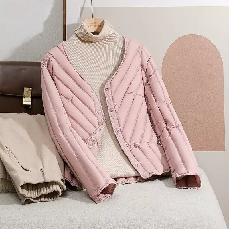 Nord Taschen Women's Lightweight Quilted V-Neck Cardigan Jacket with Snap Closure