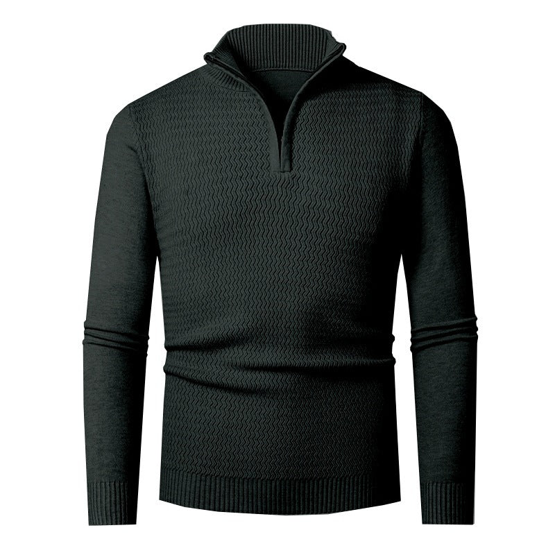 Men's Half-Zip Pullover with Wave Design