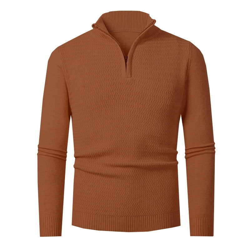 Men's Half-Zip Pullover with Wave Design