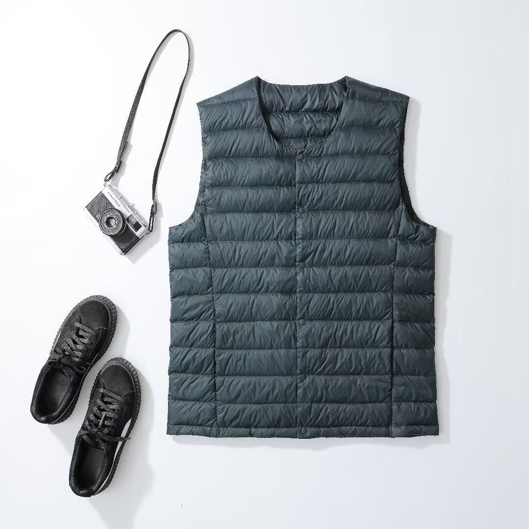 Nord Taschen Men's Lightweight Quilted Thermal Gilet with Crew Neck and Snap Closure