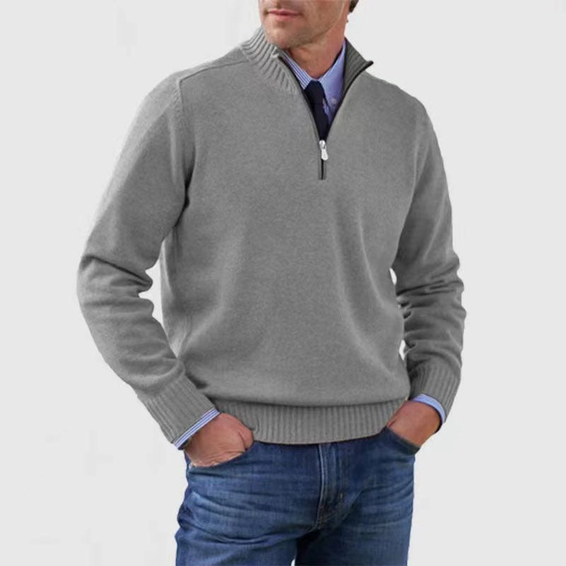 Casual Knitwear Zipper-Top Sweater