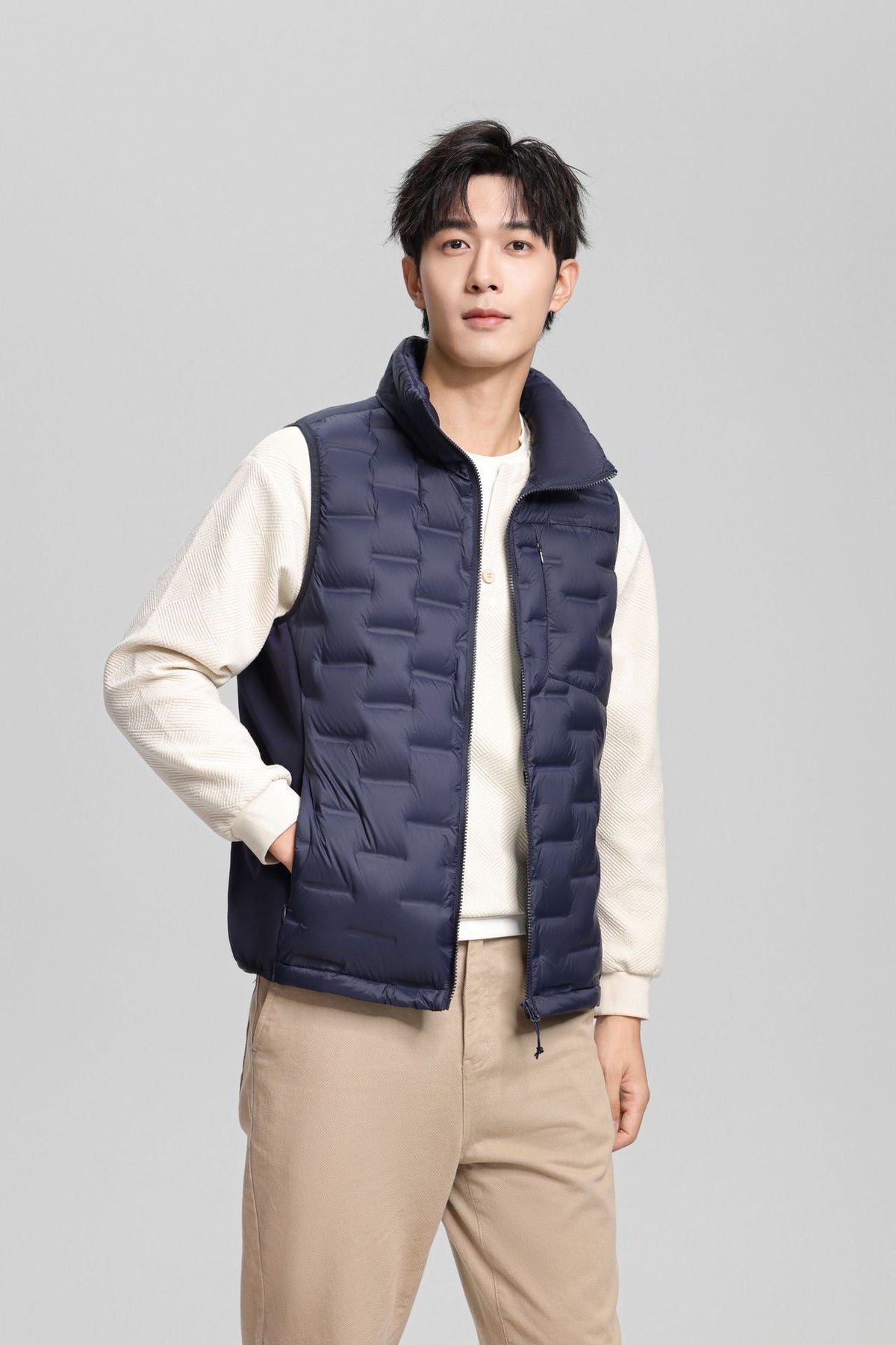 Nord Taschen Men's Lightweight Quilted Thermal Vest with Stand-Up Collar