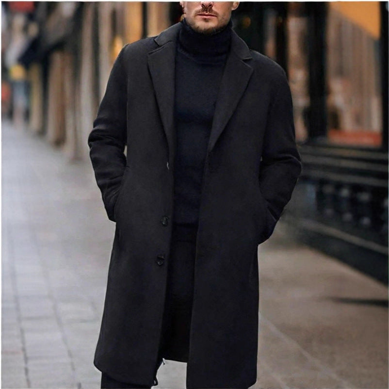 Men's Notched Collar Straight Cut Coat