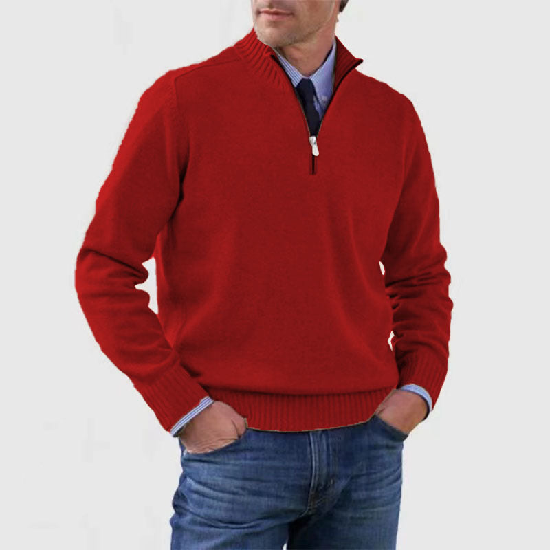 Casual Knitwear Zipper-Top Sweater