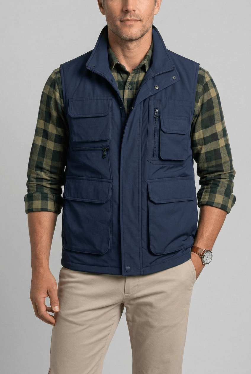 Versatile Men's Gilet with Stand-Up Collar