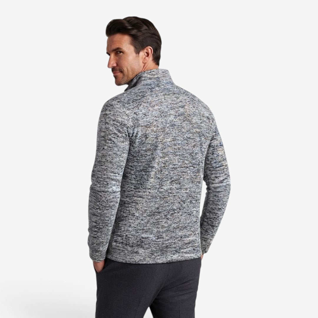 Sleek Slim-Fit Men's Cardigan with Stand-Up Collar and Zippered Pockets