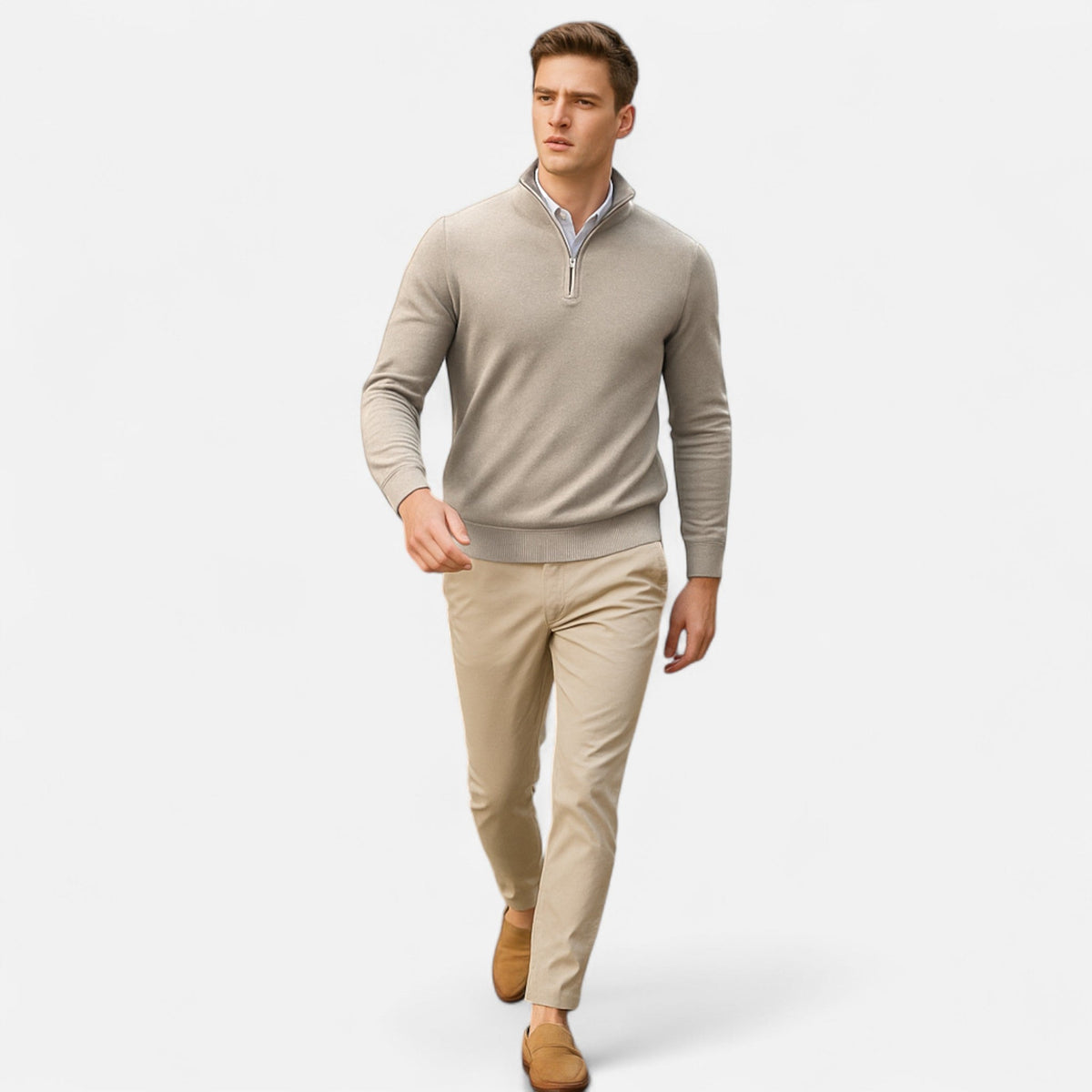 Men's Slim-Fit Zip-Up Sweater - Lightweight Design