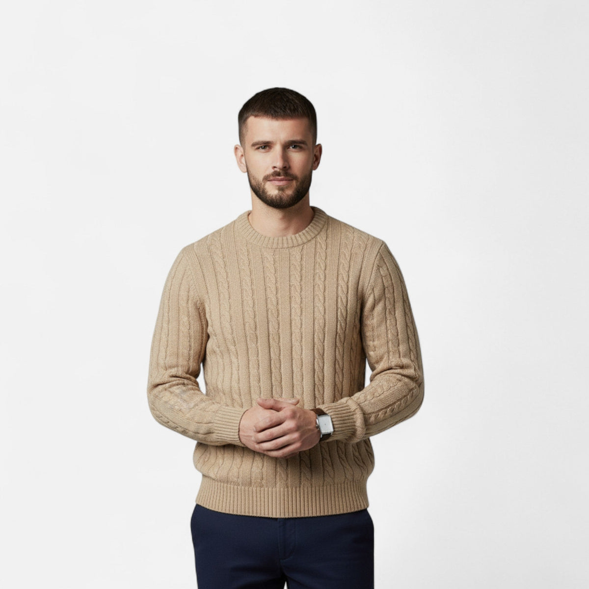 Men's Classic Crew Neck Cotton Blend Sweater