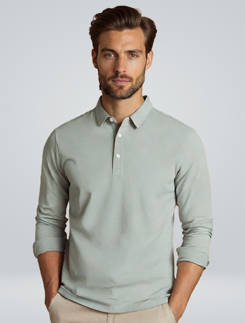 Men's Classic Collar Long Sleeve Polo Shirt | Comfortable Fit