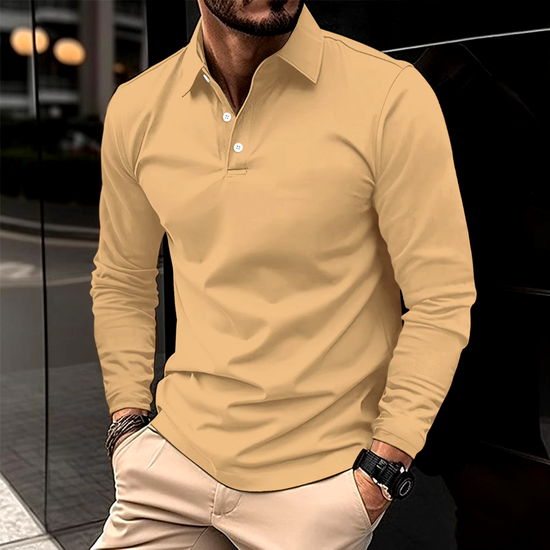 Men's Classic Collar Long Sleeve Polo Shirt | Comfortable Fit