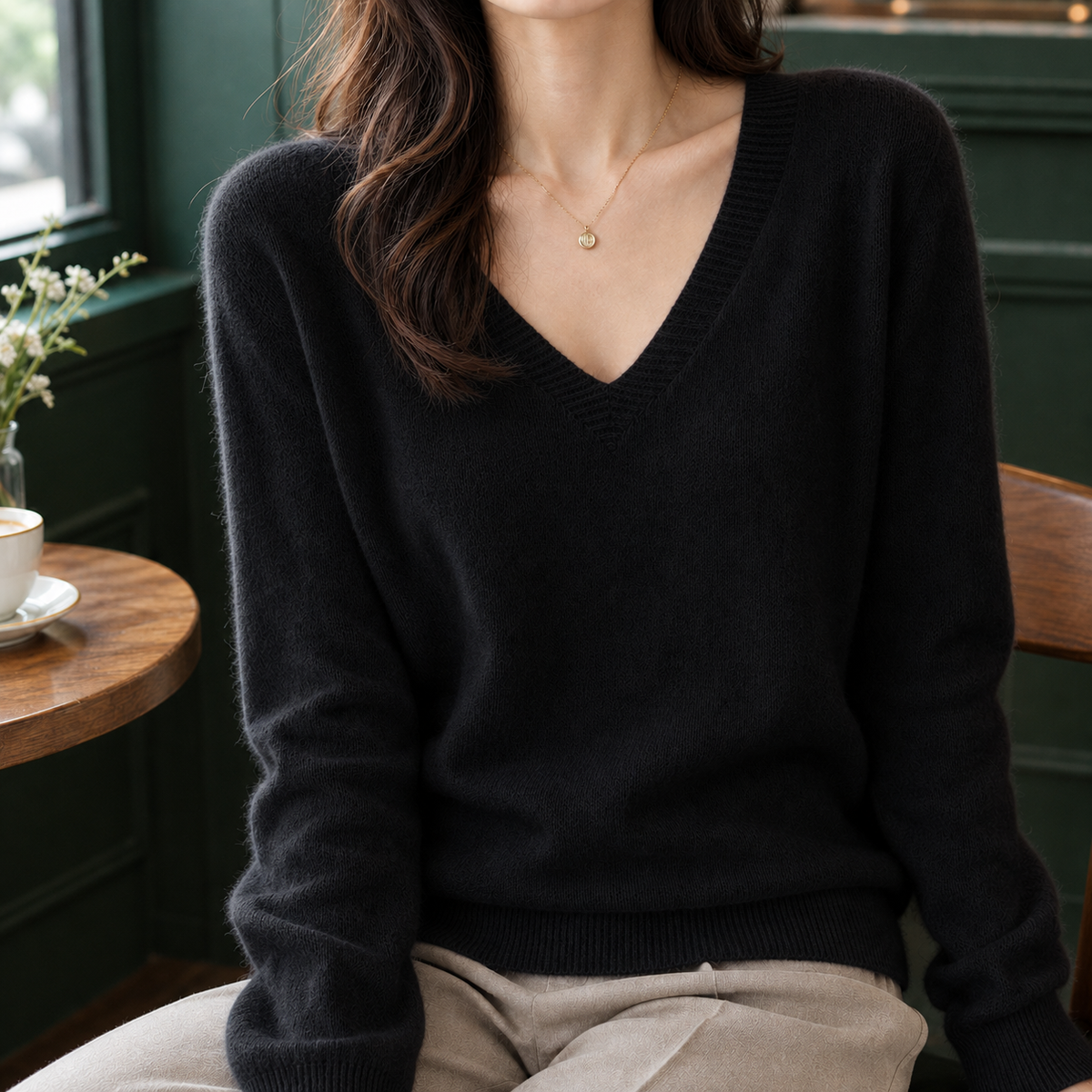 Cozy Relaxed-Fit V-Neck Sweater for Women