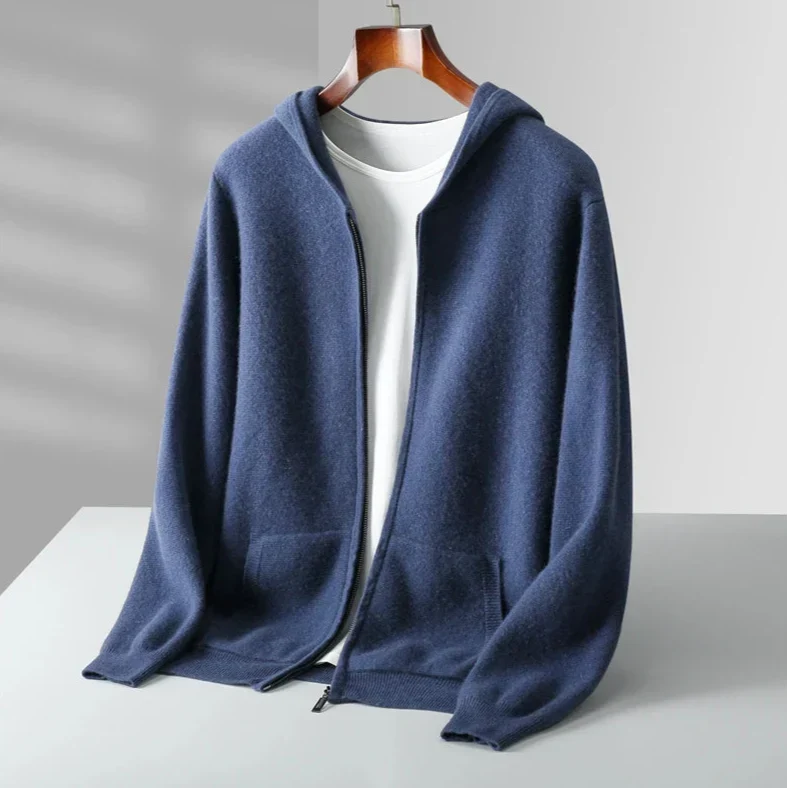 Luxury Cashmere Men's Zip-Up Hoodie