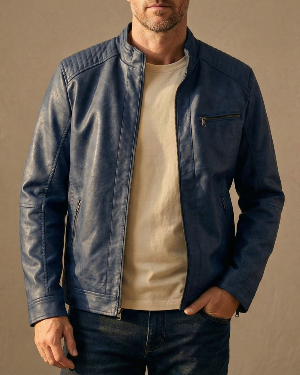 Timeless Men's Leather Jacket with Classic Style
