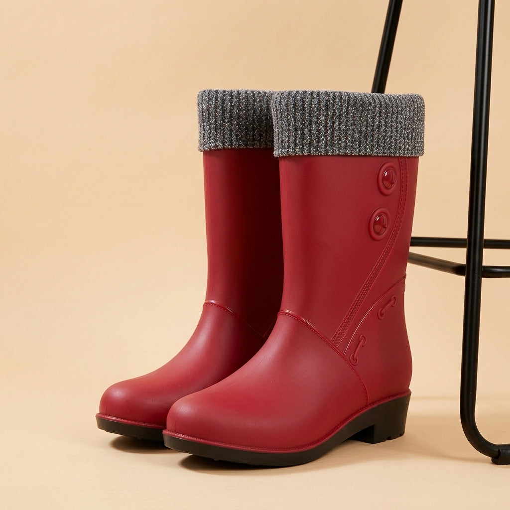 Lined Waterproof Rain Boots for Women with Non-Slip Sole