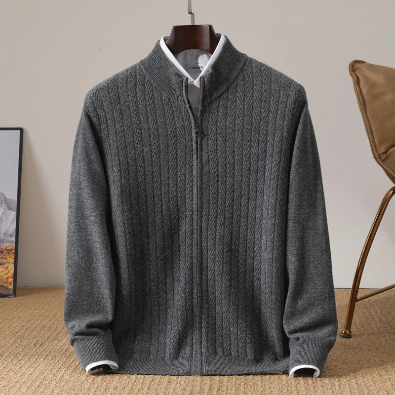 Men's Knitted Gilet with Stand-Up Collar