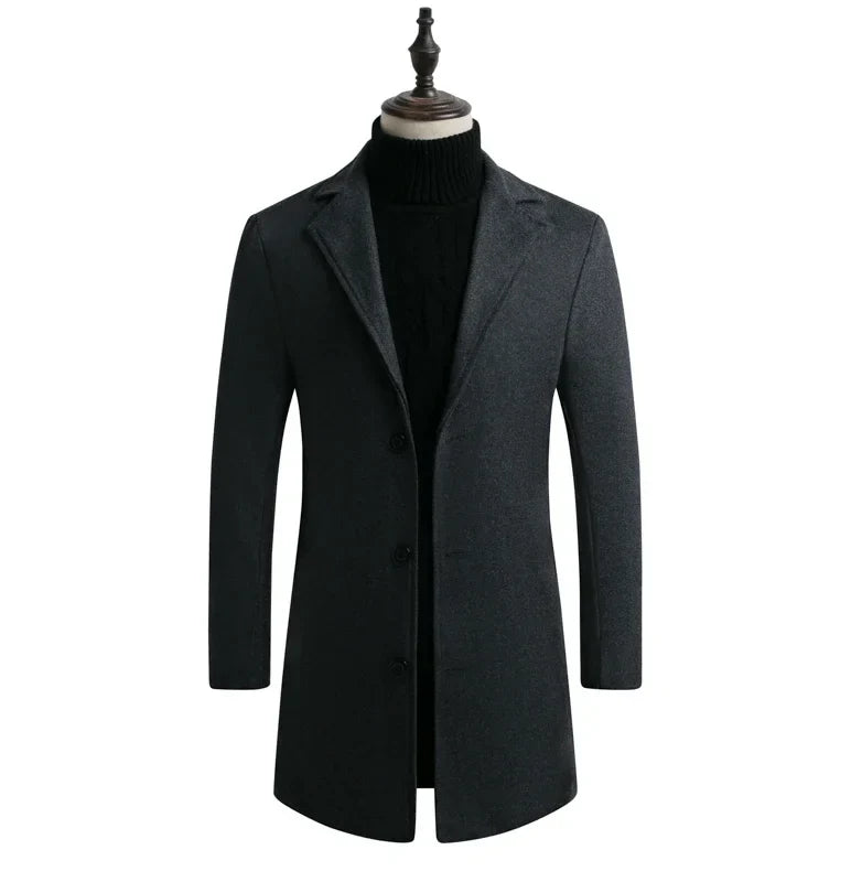 The Beverley Men's Long Cotton Overcoat – Wool Blend