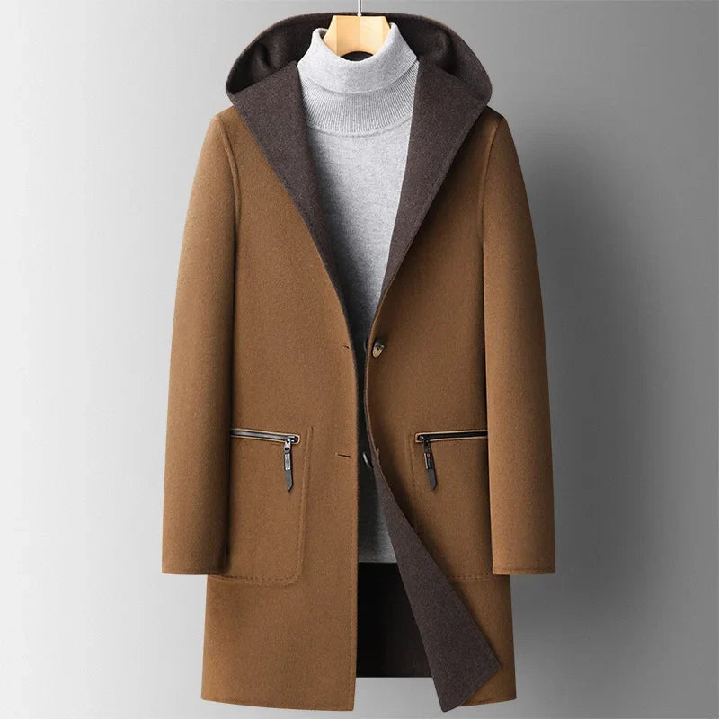 Cozy Wool Hooded Overcoat