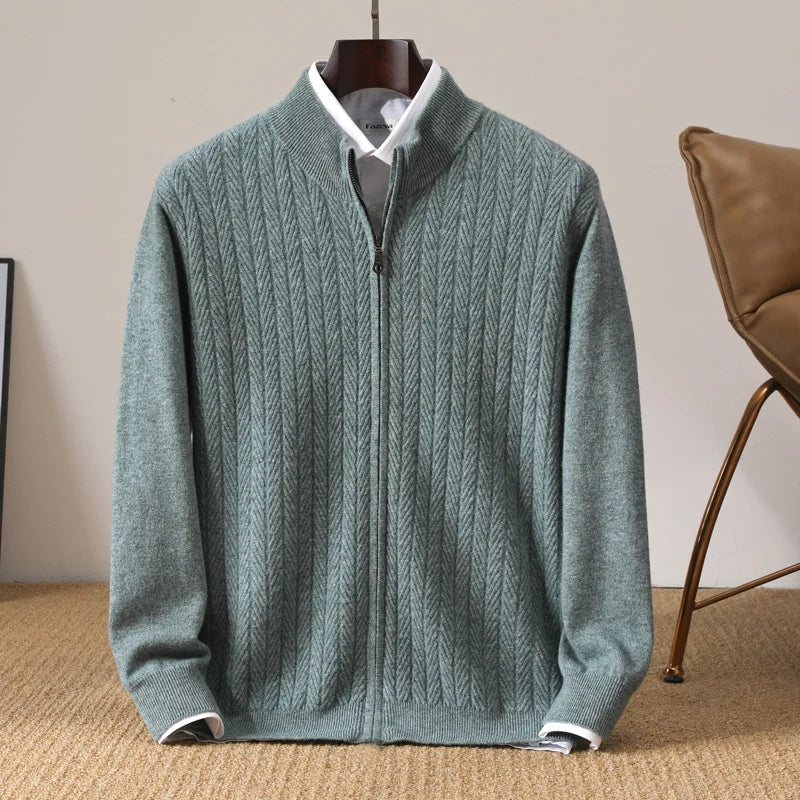 Men's Knitted Gilet with Stand-Up Collar