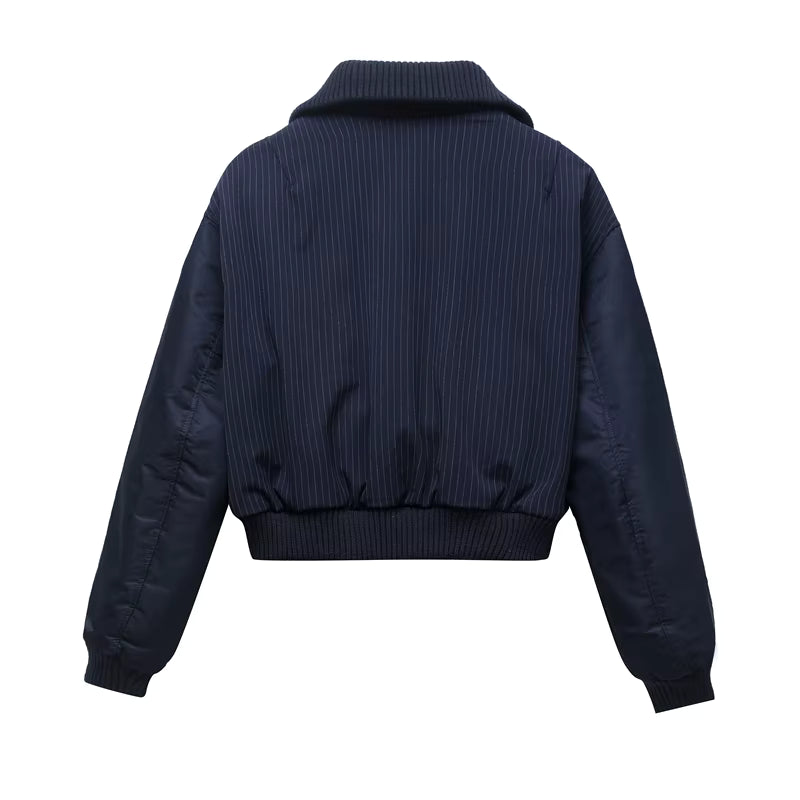 Women's Short Bomber Jacket with Full Zip