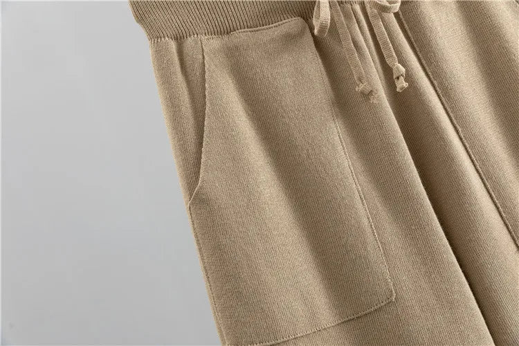 Women's V-Neck Ribbed Sweater and Jogger Set