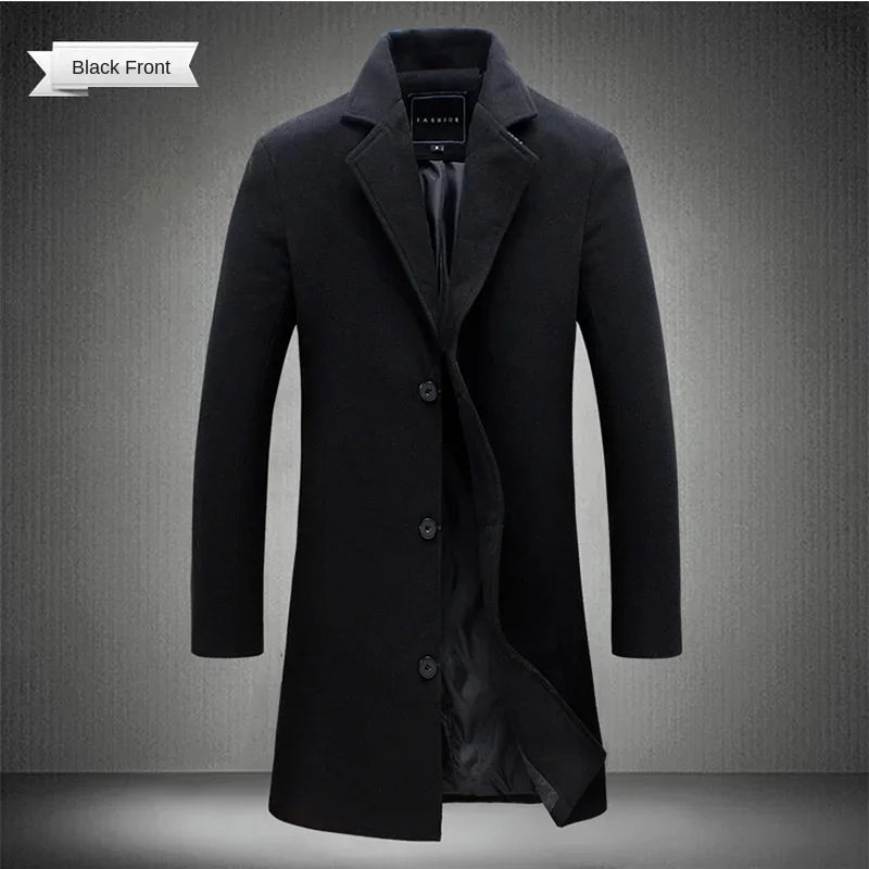 The Beverley Men's Long Cotton Overcoat – Wool Blend