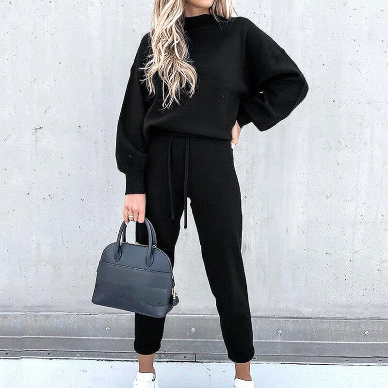 Comfortable Two-Piece Sweater and Trouser Set