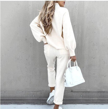 Comfortable Two-Piece Sweater and Trouser Set