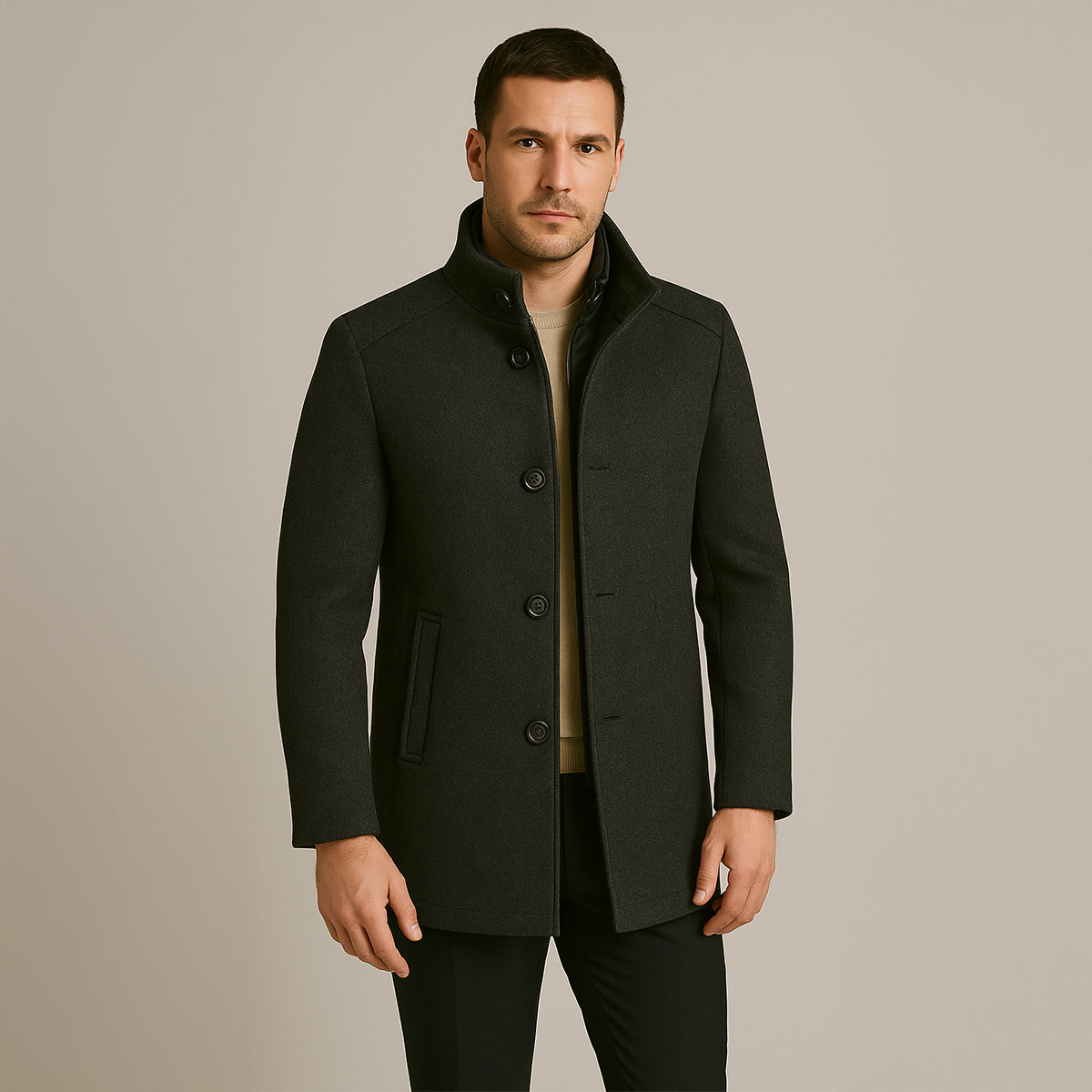 Timeless Wool Blend Men's Trench Coat